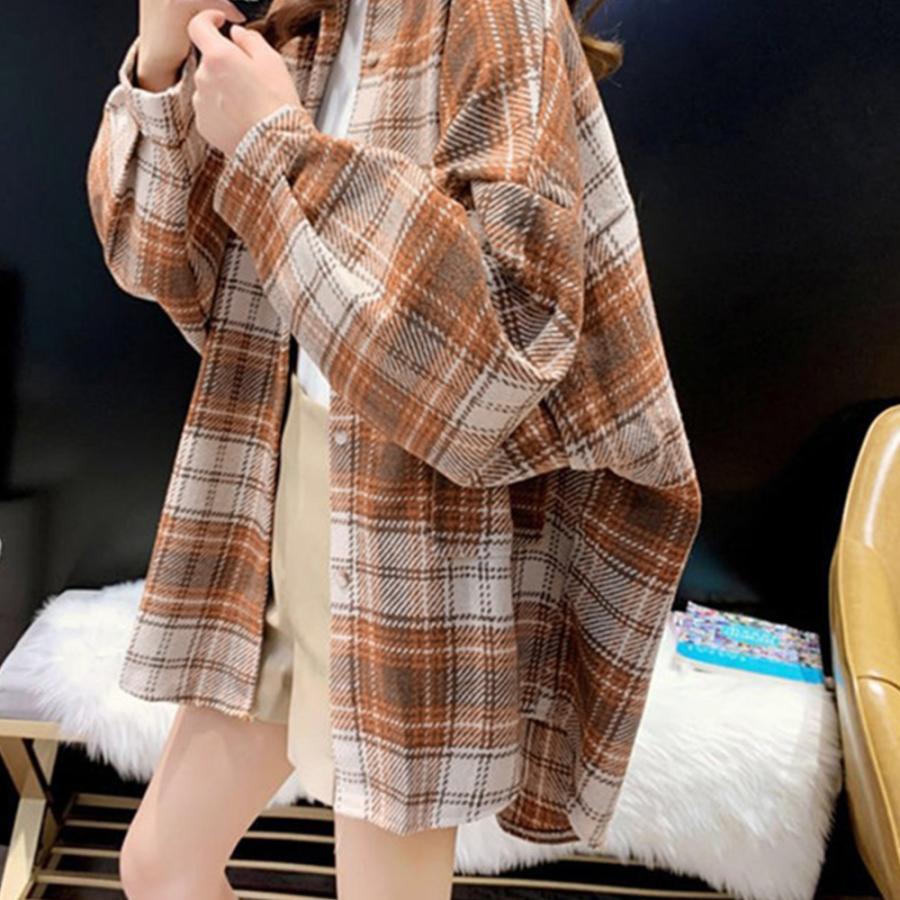 シャツ・ブラウス | チェック柄シャツ 起毛シャツブラウス韓国