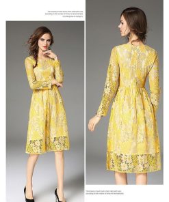 レースワンピース | ワンピース レディース 大きいサイズ フレア 膝丈ワンピース ひざ丈ワンピ 長袖 パーティー オシャレ 二次会 レースで大人らしい