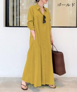 マキシ | ワンピース レディース 春 秋 長袖 ロングワンピース スカート マキシ丈 秋冬 通勤着 可愛い ゆったり 体型カバー カジュアル 綿麻 50代 40代 30代 20代