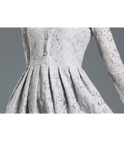 在庫ある | 短納期レースドレス フレアワンピース 膝丈ワンピ ハイウエスト シルエット 二次会 披露宴 ダンス 舞台衣装 エレガント 上品 着痩せ 結婚式 パーティー OL