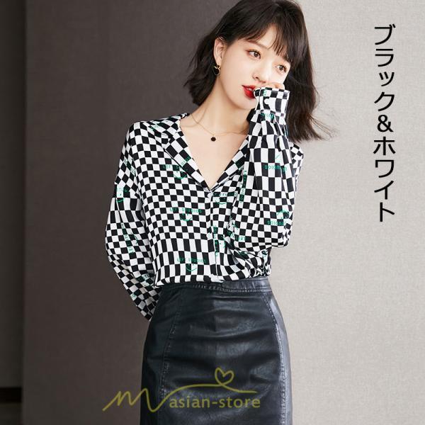 シャツ・ブラウス | ブラウス レディース 長袖 50代 シャツ トップス シフォン チェック柄 きれい 40代 30代 20代 カジュアル お出かけ 食事会 デート お出かけ 女子会 通勤