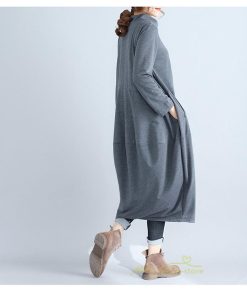 マキシ | ワンピース レディース 春秋 長袖 ゆったり ロング丈ワンピース シンプル 体型カバー 大きいサイズ 新作 カジュアル きれいめ 無地 30代 40代 着痩せ