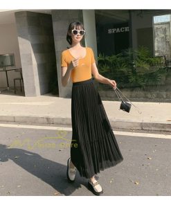 スカート | レディース チュール春夏 コーデ ウエストゴム ロングフレア着痩せ 通勤 マキシ カジュアル 20代30代40代50代 プリーツ