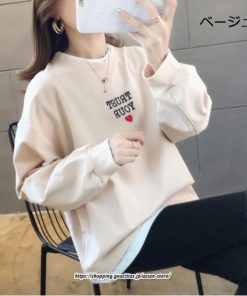 パーカー | 送料無料 重ね着 トレーナー レディース レイヤード フェイクレイヤード カットソー スウェット アルファベット刺繍 体型カバー トップス 長袖