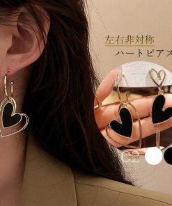 その他アクセサリー | ジュエリー 可愛い アクセサリー お呼ばれ きれいめ 韓国風 アシンメトリー 左右非対称 ハートピアス レディース 揺れる