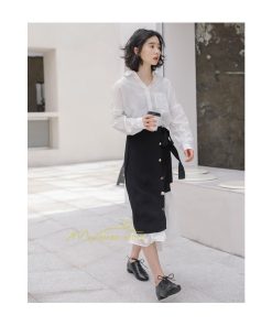 スカート | レディース プリーツバイカラー 春 夏 秋冬 体系カバー Aライン ドッキング シフォン 20代30代40代50代 通勤通学 カジュアル 着痩せ レトロ風