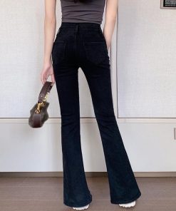 デニム | ハイウエスト デニムパンツ スリット韓国