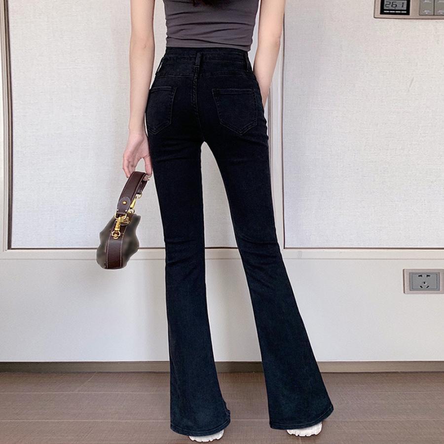 デニム | ハイウエスト デニムパンツ スリット韓国