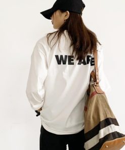 Tシャツ・カットソー | レディーストップス 英字ロゴ 体型カバー 韓国 Tシャツ ゆったり 長袖カットソー