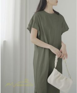 ミディアム | ワンピース Tシャツ レディース カットソー 無地 半袖 膝丈 サマー 40代 カジュアル 夏ワンピース 20代 30代 春 Aラインワンピース 夏 ゆったり 秋 落ち感