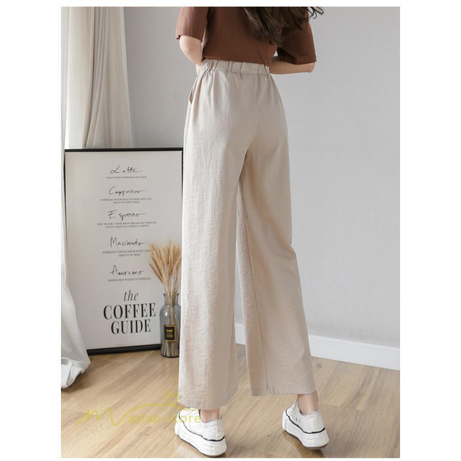ワイドパンツ | ガウチョパンツ ゆったり ロングパンツ ハイウエストパンツ ウエストゴム カジュアルパンツ 無地 体型カバー レディース おしゃれ 通勤通学
