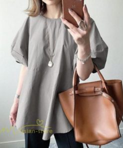 シャツ・ブラウス | ブラウス 半袖 Tシャツ 五分袖 レディース 夏物 トップス パフスリーブ 無地 可愛い ゆったり 20代30代 丸ネック 40代50代 体型カバー オフィス OL 大人