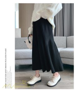 スカート | マタニティレディース 着痩せ リブニット 無地 マタニティウェア ウエスト調整 産前 産後 妊婦着 ハイウエスト 妊婦服 カジュアル Aライン