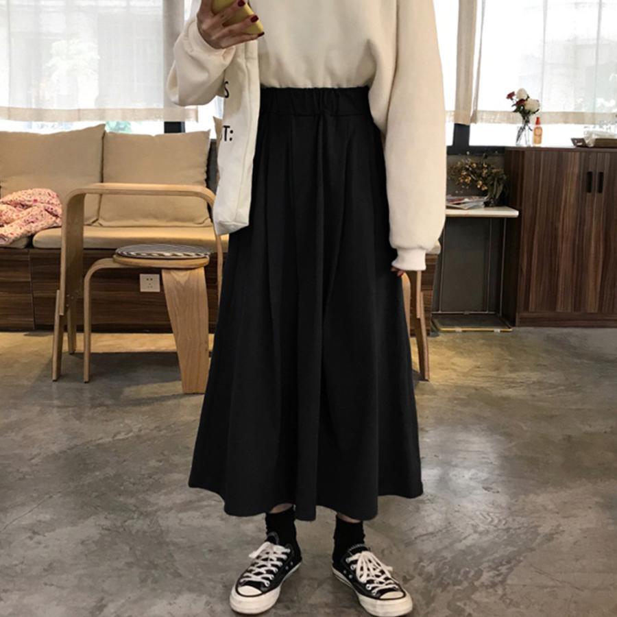 ロングスカート | Aライン フレアスカート黒