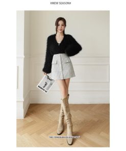 スカート | ミニレディース Aライン ハイウエスト ショート丈 カジュアル お出かけ 通勤 着回し オシャレ 新作 韓国風 ラシャ 暖か キレイめ 2022秋冬