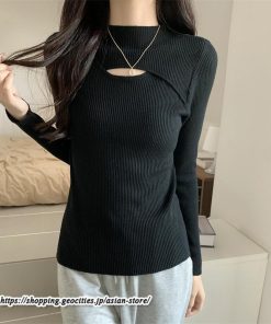 ニット・セーター | カットソー ニット レディース リブニット 長袖 秋冬 春 トップス スリム ストレッチ インナー 無地 着痩せ 長袖ニット 長袖カットソー 通学通勤 プルオーバー