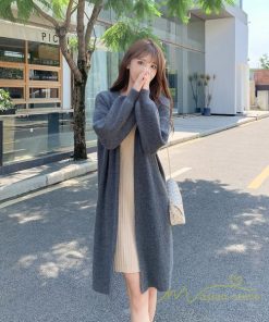 カーディガン | ニットレディース 羽織り ロング丈 パフスリーブ 秋冬 ゆったり ロングニット アウター 20代30代 膝丈 大人 ニットアウター