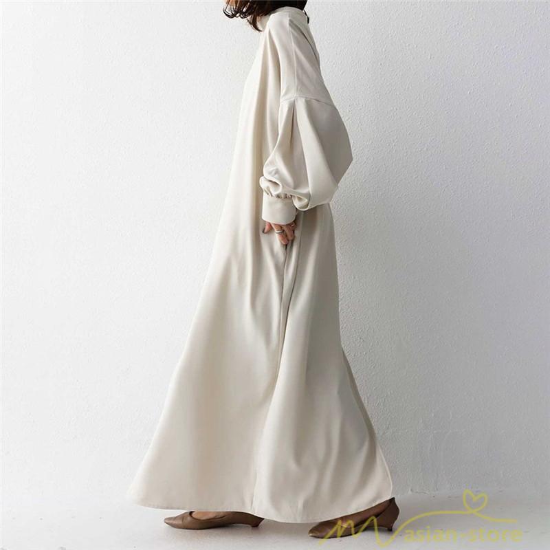 マキシ | 長袖ワンピース ロングワンピース シャツワンピース 羽織り レディース 2way パフスリーブ 大きいサイズ 秋物 送料無料 大人 ゆったり 50代60代 30代40代