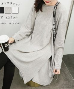 ワンピース | スリットtシャツ レディース ゆったり ロング丈 チュニック ワンピース