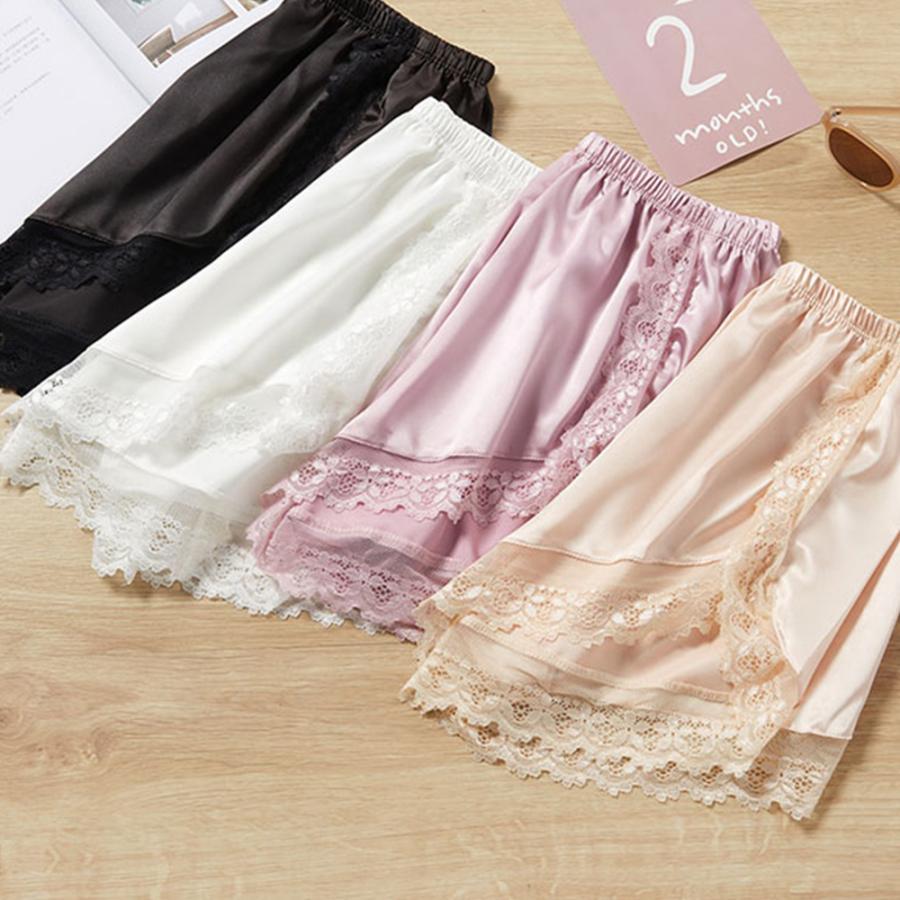 ショートパンツ | レース切り替え 部屋着 透け防止 ペチコート レディース ペチパンツ ナイトウエア セクシー 見せパン インナーパンツ 涼しい