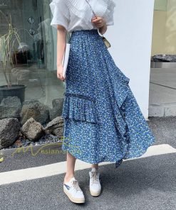 スカート | シフォンスカートマキシスカートフレアシフォンマキシ丈スカート夏 リゾートウエストゴムロングスカート結婚式 20代30代40代50代 カジュアル 不規則