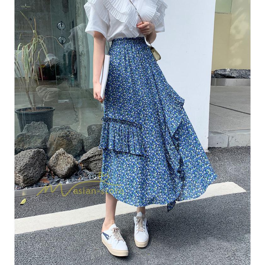 スカート | シフォンスカートマキシスカートフレアシフォンマキシ丈スカート夏 リゾートウエストゴムロングスカート結婚式 20代30代40代50代 カジュアル 不規則