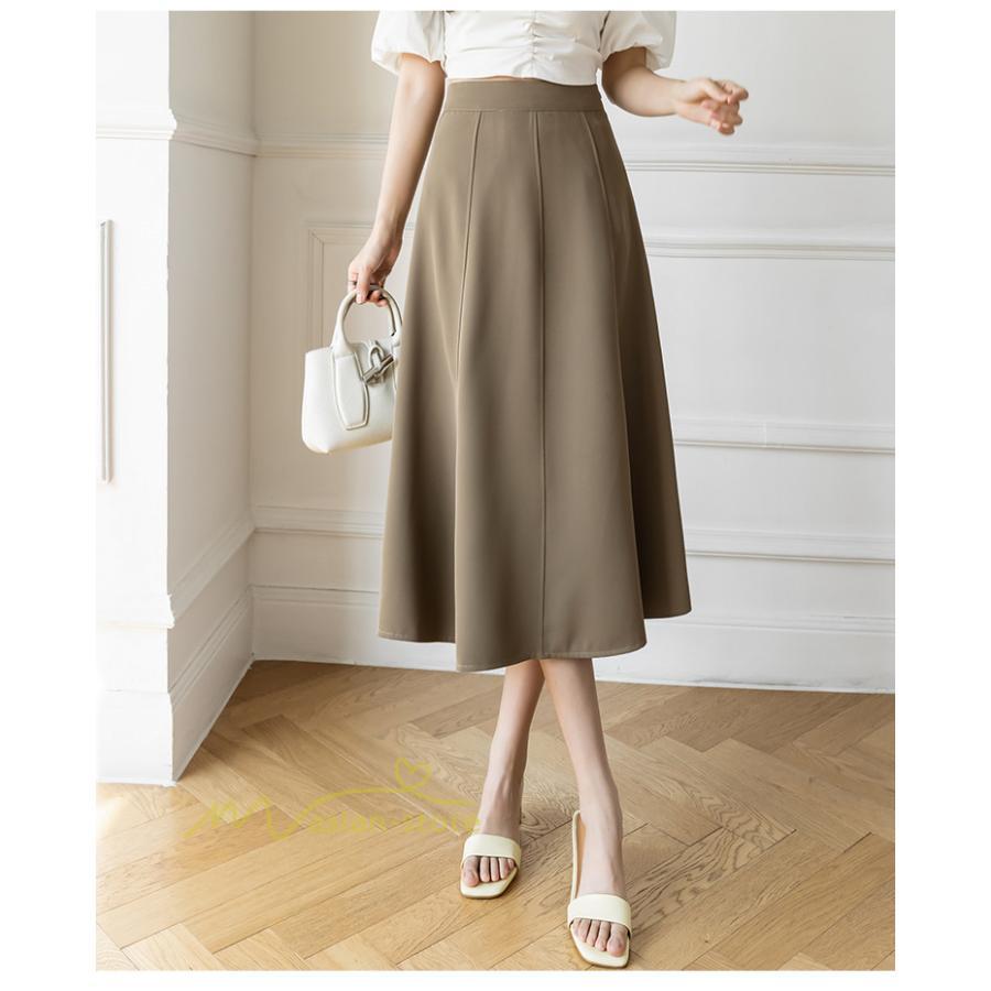 スカート | フレア無地 きれいめ 30代 40代 50代 着やせ 上品 ボトムス 春秋 夏 お洒落 通勤 エレガント 着痩せ 着回し ハイウエスト カジュアル 通学 お出かけ