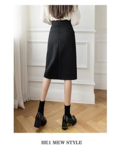 スカート | ロング丈 ミモレ丈 ハイウエスト Aライン レディース エレガント レトロ風 着痩せ 秋冬 スリット 女子会 ビジネス 通勤 OL フォーマル 就活　