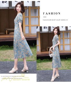 マキシ | ワンピース レディース 着痩せ Vネック カジュアル 花柄 サマーワンピース きれいめ 裾口スリット 日常感 Vネック 膝丈 夏新作 40代 きれいめ 半袖 30代 20代