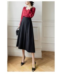 スカート | フレアレディース 秋 冬 秋冬 ミモレ丈 ロング丈 きれいめ 30代 40代 50代 着やせ 上品 脚長効果 Aライン 知的 通勤OL オシャレ