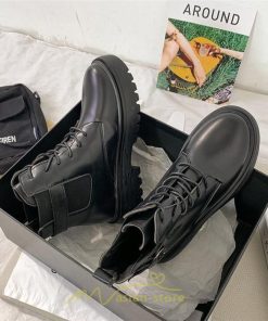 ショートブーツ | ブーツ レディース レースアップブーツ 履きやすい 卒業式 袴ブーツ 送料無料 スムース つやあり 美脚 編み上げ ブラック 黒 つや消し