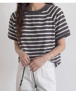 ｔシャツ・カットソー | カットソー チュニック レディース トップス 体型カバー シンプル Tシャツ きれいめ ストライプ柄 半袖 夏物 カジュアル 20代30代40代50代 ゆったり 通勤通学