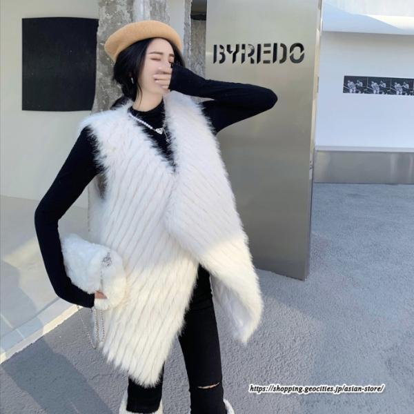ベスト | ボリュームフェイクファーファー毛皮レディース 冬 フェイクファー 毛皮コート アウター ノースリーブ ふわふわ 前開き 秋冬 ジレ