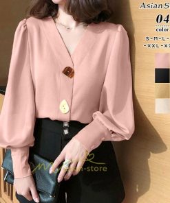 シャツ・ブラウス | シャツブラウス レディース シャツ トップス とろみシャツ 長袖 ブラウス 無地 Vネック オシャレ 着痩せ 通勤 30代 40代 20代 バルーンスリーブ OL フォーマル