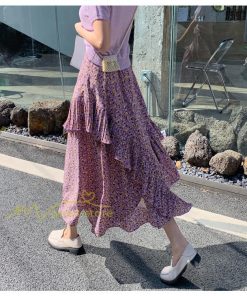 スカート | シフォンスカートマキシスカートフレアシフォンマキシ丈スカート夏 リゾートウエストゴムロングスカート結婚式 20代30代40代50代 カジュアル 不規則