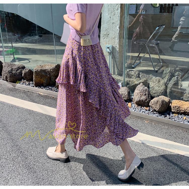 スカート | シフォンスカートマキシスカートフレアシフォンマキシ丈スカート夏 リゾートウエストゴムロングスカート結婚式 20代30代40代50代 カジュアル 不規則