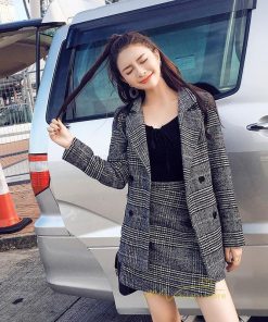 スカートスーツ | セットアップ レディース フォーマルスーツ 千鳥格子柄 アウター スカート ミニ丈 通勤 OL きれいめ オフィス 結婚式 入学 カジュアル