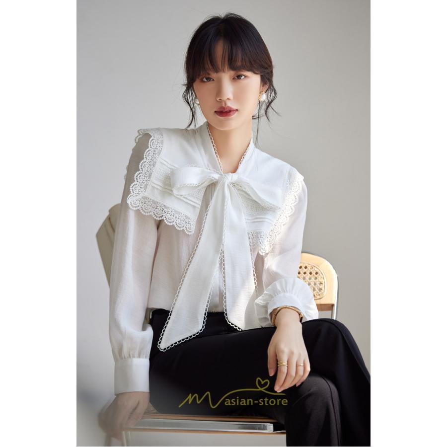 シャツ・ブラウス | ブラウス レディース 長袖 50代 白 シャツ ゆったり トップス きれいめ フォーマル 上品 フェミニン 高品質 20代 40代 OL 蝶結び お出かけ 30代 通勤