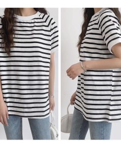 ｔシャツ・カットソー | カットソー チュニック レディース トップス 体型カバー シンプル Tシャツ きれいめ ストライプ柄 半袖 夏物 カジュアル 20代30代40代50代 ゆったり 通勤通学