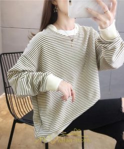 パーカー | 重ね着風トレーナー レディース 長袖 トップス カジュアル スウェット 丸首 プルオーバー ゆったり 抜け感 シンプル 大人 無地 ボーダー柄