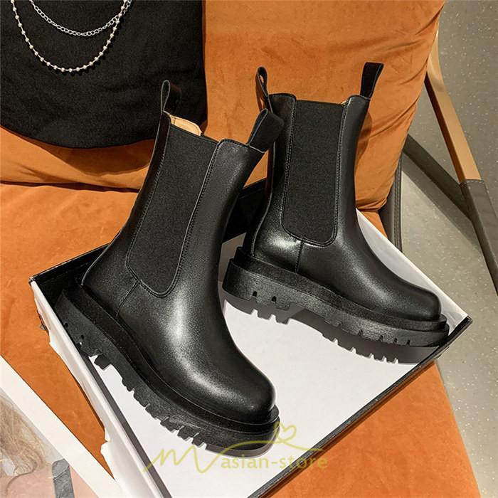 ミドルブーツ | ブーツ レディース グランドトゥ サイドゴア 裏起毛 痛くない 履きやすい 柔らかい 滑らない 通勤 通学 オフィス 美脚 2022新作 OL アウトドア