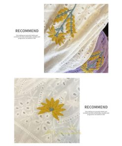 マキシ | ロングワンピース 夏秋 レディース 五分袖 普段着 同窓会 細見せ ハイウエスト コットン レース Aライン 白 紫 刺繍 Vネック キャンプ 旅行 上品 鎖骨 華奢魅せ