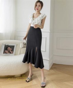 スカート | マーメイドボトムス レディース きれいめ 春 夏 無地 オフィス おしゃれ ミモレ丈 フォーマル 通勤 韓国風 ハイウエスト スリット エレガント 40代
