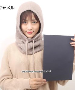 レディース | ニット帽子 ウール帽子 ウール混紡 フード ネックウォーマー ニットキャップ スキー帽子 耳カバー 男女兼用 冬 2022新作 あったか 防寒対策
