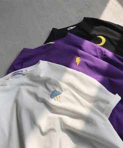 Tシャツ | Tシャツ メンズ 半袖 無地 レディース 天気 刺繍 カジュアル シンプル 夏新作 ゆったり 半袖カットソー 夏 大きいサイズ 2022 ゆったり ファッション