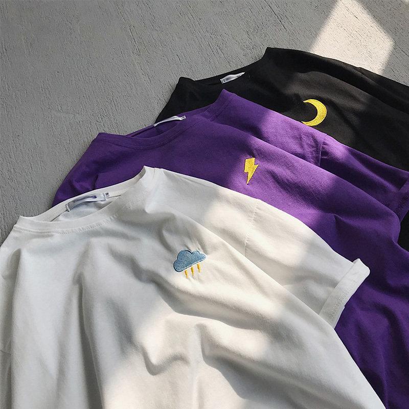 Tシャツ | Tシャツ メンズ 半袖 無地 レディース 天気 刺繍 カジュアル シンプル 夏新作 ゆったり 半袖カットソー 夏 大きいサイズ 2022 ゆったり ファッション