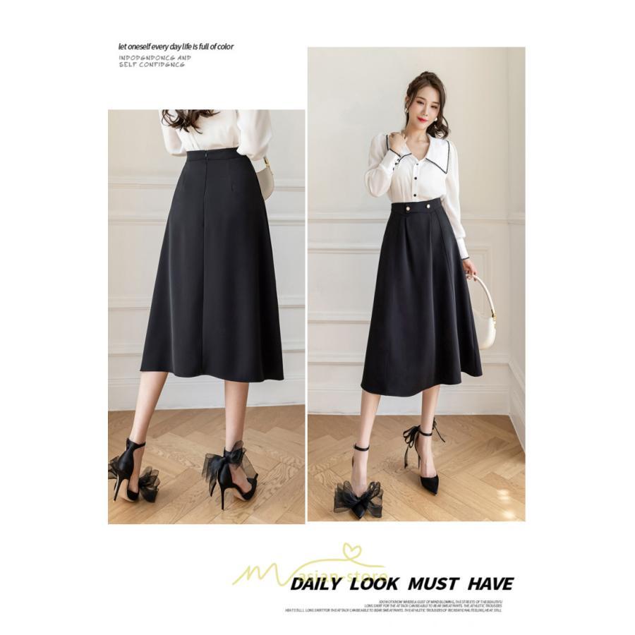 スカート | レディース ボトムス ロング丈 ミモレ丈 Aライン 楽チン 大人 きれいめ 20代 30代 40代 通勤 脚長効果 OL オシャレ 上品 ビジネス オフィス