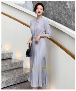 マキシ | ワンピース レデイース ロング丈 長袖 プリーツ ベルト付き 春夏 おしゃれ きれいめ 通勤 二次会 大人 20代 着痩せ 秋新作 30代 40代 エレガント カジュアル
