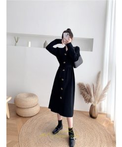 ニットワンピース | ニット ワンピース レディース 秋冬 春  Vネック 長袖 ロング丈 スリット キレイめ 上品 お出かけ 送料無料 女子会 二次会 同窓会 デート