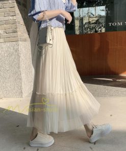 スカート | レディース チュール春夏 コーデ ウエストゴム ロングフレア着痩せ 通勤 マキシ カジュアル 20代30代40代50代 プリーツ